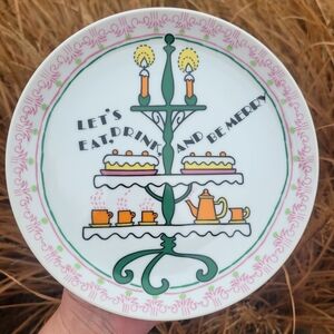 Vintage Let's Eat, Drink, And Be Merry Plate ~ 1960s-1970s ~ Kitschy & Cute!
